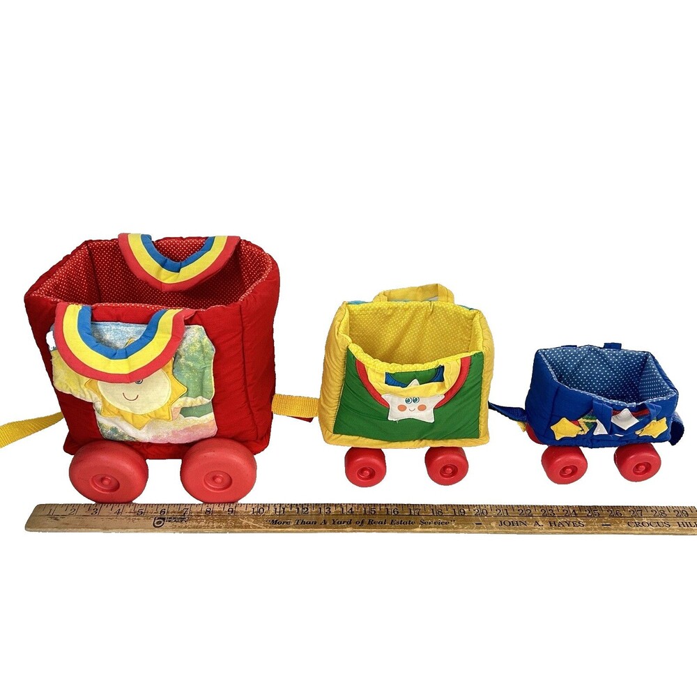 Vintage 1989 Century Products Plush Pull Toy Train Baby Soft Wagons TY-020